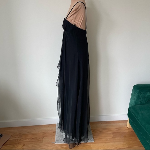 ESTEVEZ Square Neckline Sleeveless Black Chiffon Maxi Gown Long Dress Size 8 - Picture 5 of 10